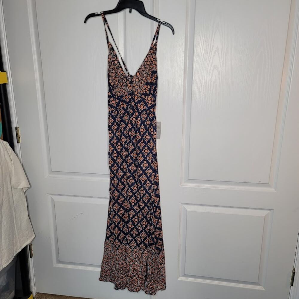 Angie Summer Dress Size Large Boho MAXI elastic back straps